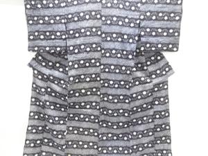 アンティーク　有松鳴海本絞り　横段に花模様着物